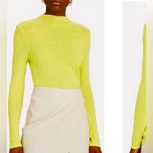 Enza Costa bright silk blend mock turtleneck top